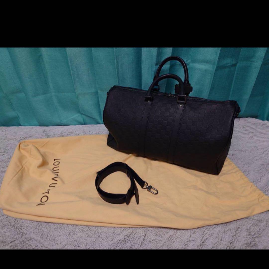 超美品　ルイヴィトン　ダミエ・アンフィニ　キーポル・バンドリエール45 オニキス