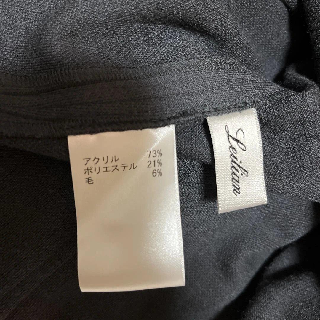 極美品　レリアン　ストライプ柄ダークグレー長袖チュニック　サイズ17 ウール混