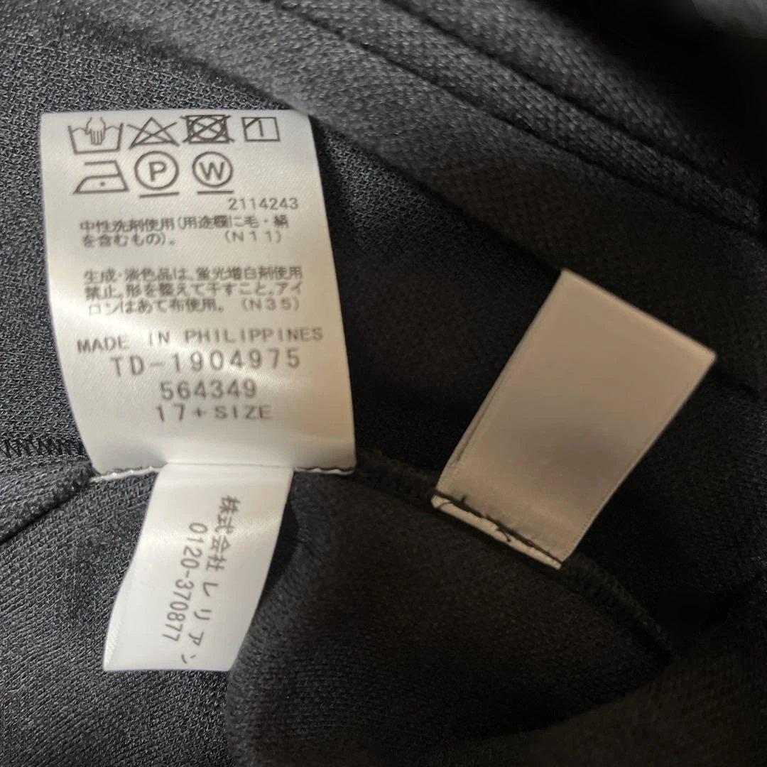 極美品　レリアン　ストライプ柄ダークグレー長袖チュニック　サイズ17 ウール混