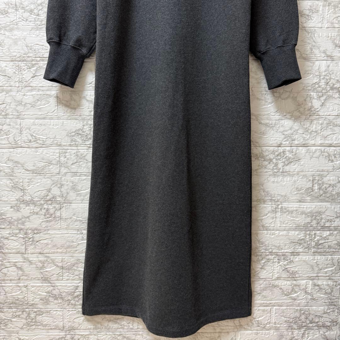 ADAM ET ROPÉ バルーンスリーブスウェットワンピース　チャコール F