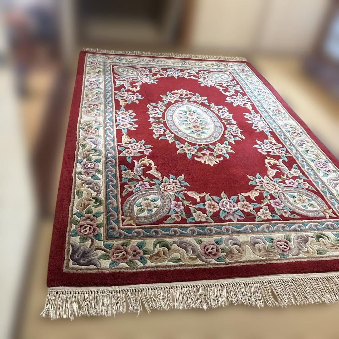 中国段通 花柄 カーペット織物 絨毯 じゅうたん ラグ マット 敷物 インテリア