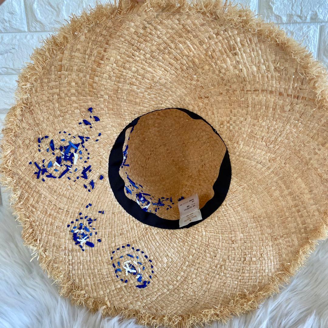 ケイトスペード　ラフィア　花柄　麦わら帽子　ハット