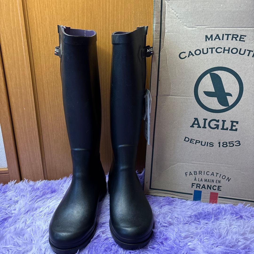 半額‼️AIGLE ブラック レインブーツ