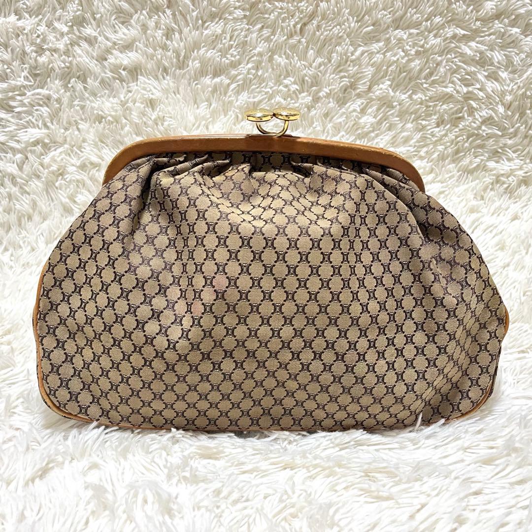 オールド　セリーヌ　ヴィンテージ　マカダム柄　ポーチ　クラッチバッグ　がま口