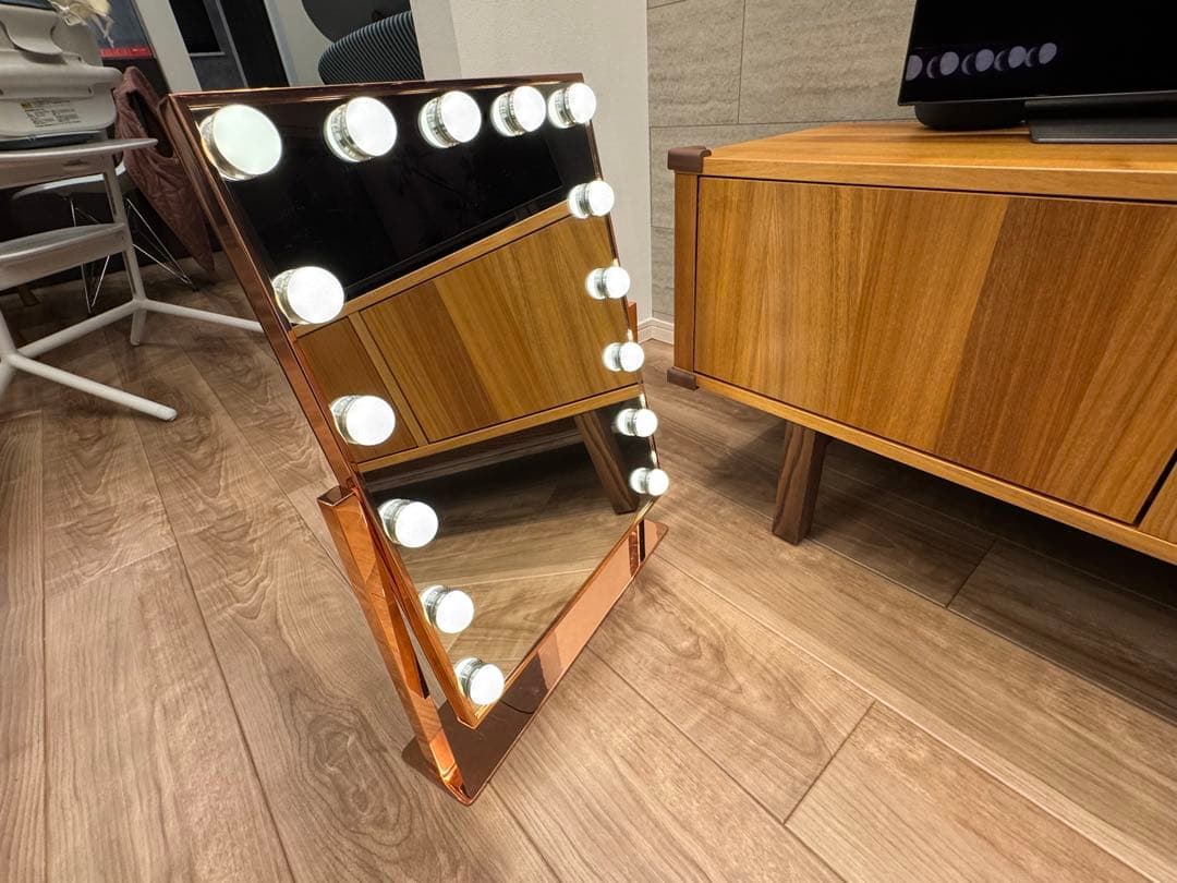 Francfranc LEDスタンド式化粧鏡 ローズゴールド