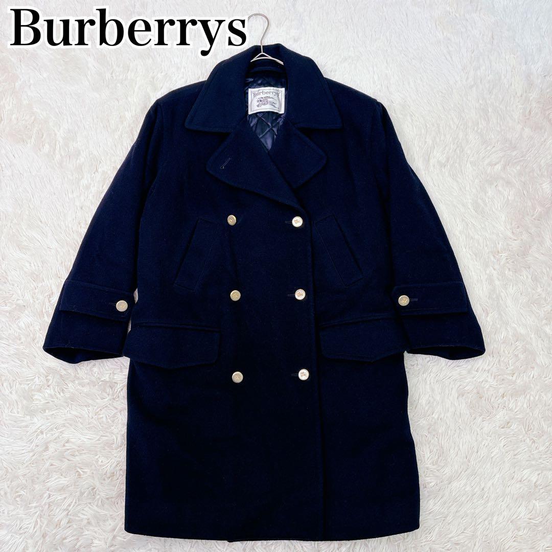 美品！ バーバリーズ 白タグ 紺 ピーコート M L相当 ウール ダブル