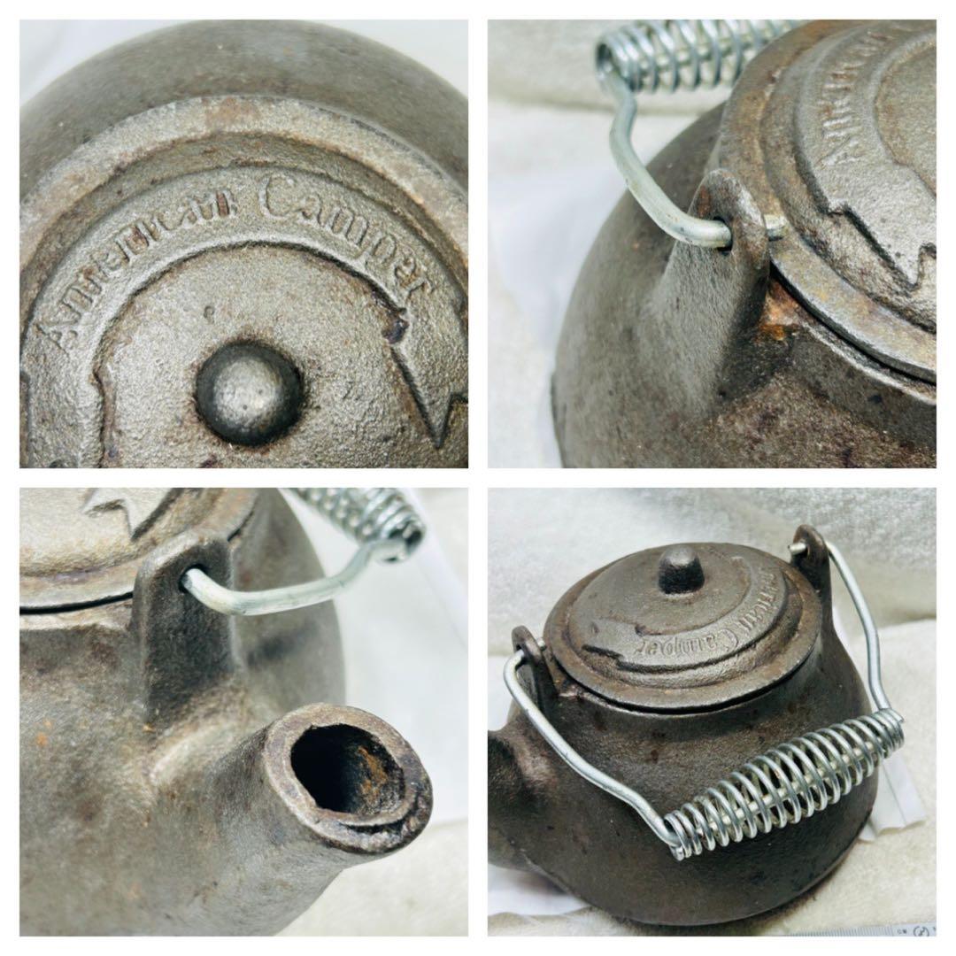 1900年代後半のビンテージ品　小型のAmerican camper鋳鉄製ケトル