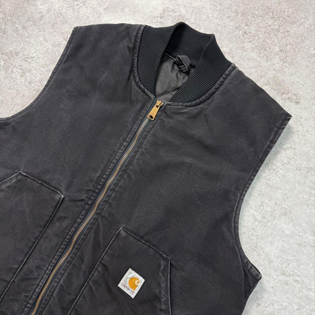 はく様カーハート【L】 USA製90s ダックベスト 腰ゴム フェード 雰囲気◎