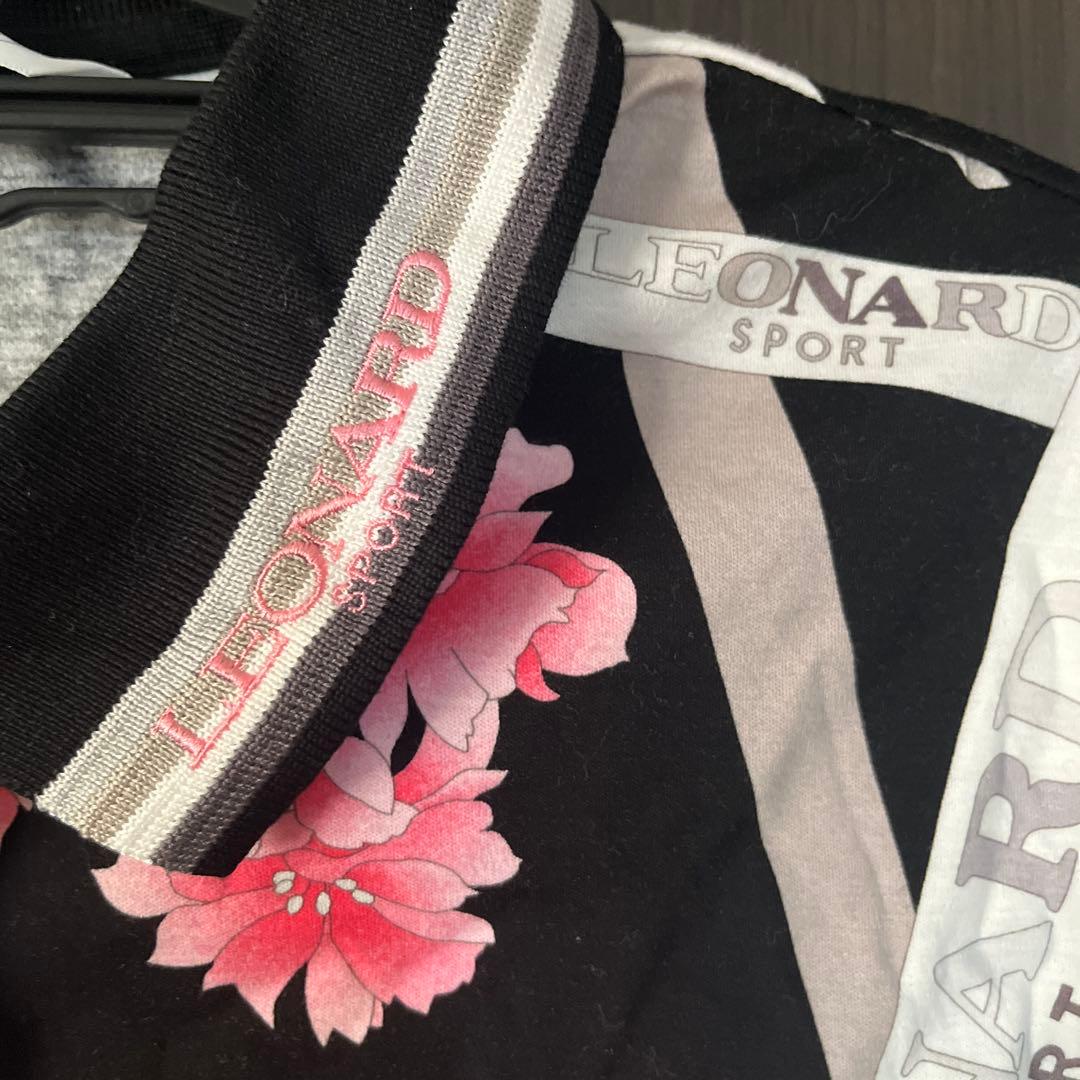 LEONARD 長袖ポロシャツ 44 ブラック/ピンク