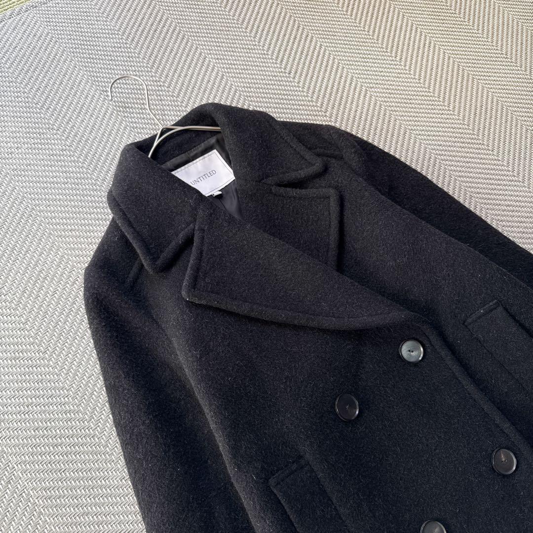 極美品 UNTITELD ウール アルパカ ピーコート ダブル 黒 サイズ2