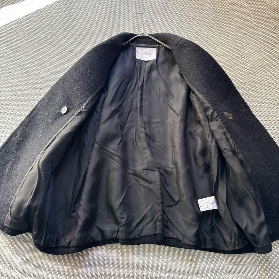 極美品 UNTITELD ウール アルパカ ピーコート ダブル 黒 サイズ2