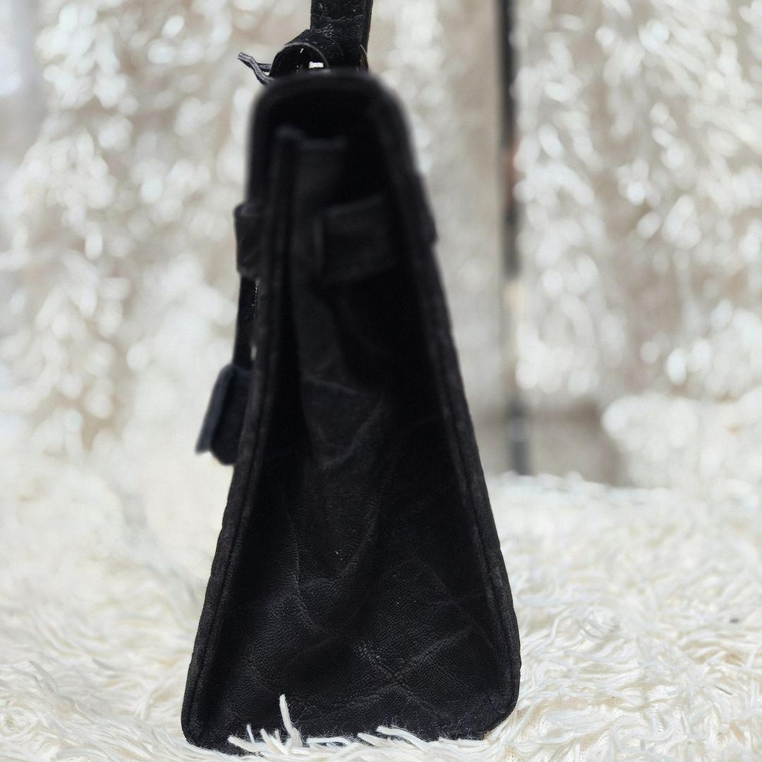 希少 エレファント レザー ブラック グレー 象 ハンドバッグ カデナ　ゴールド