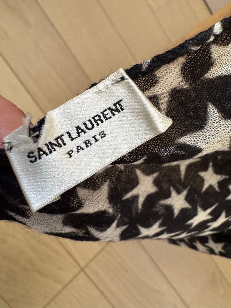 サンローランbyエディスリマン　星柄デザイン ストール 黒と白