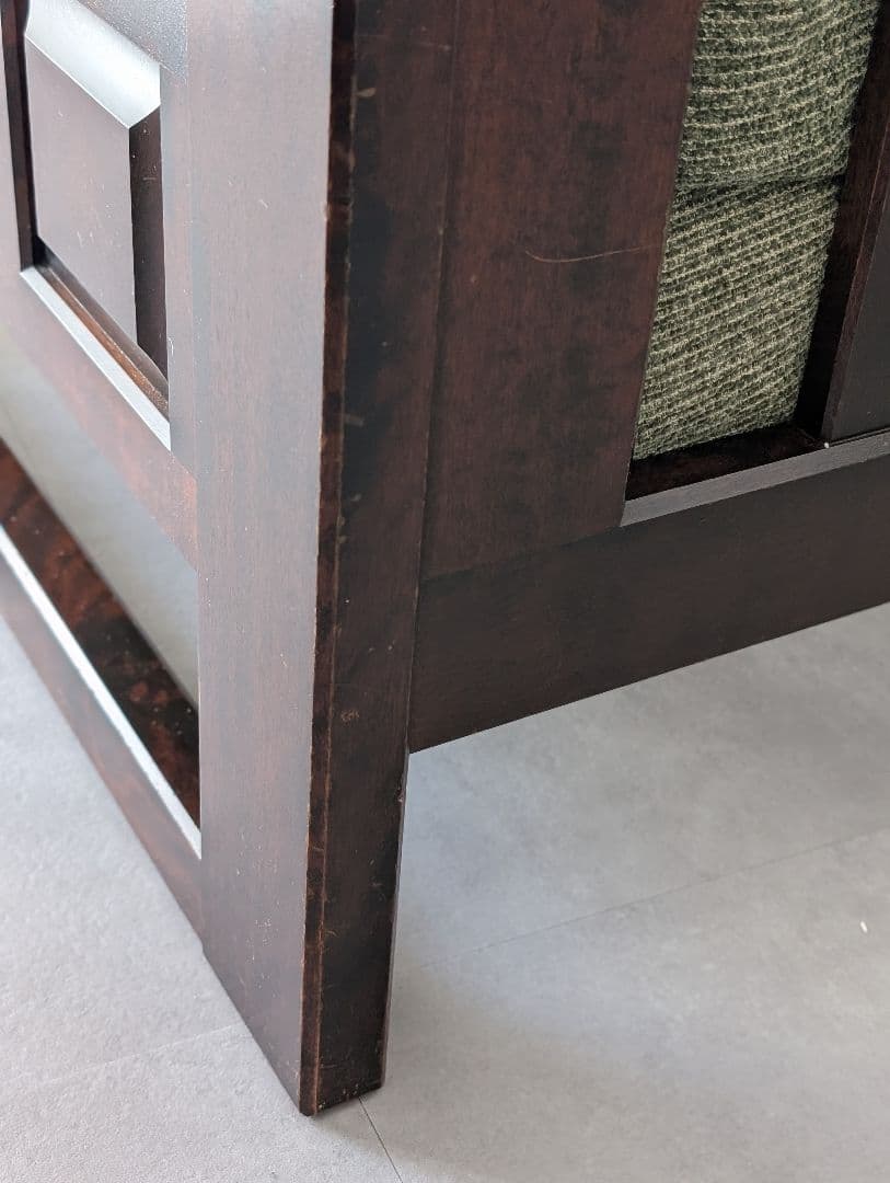 USED/北海道民芸家具 一人掛けソファ 飛騨産業 和モダン カバ材