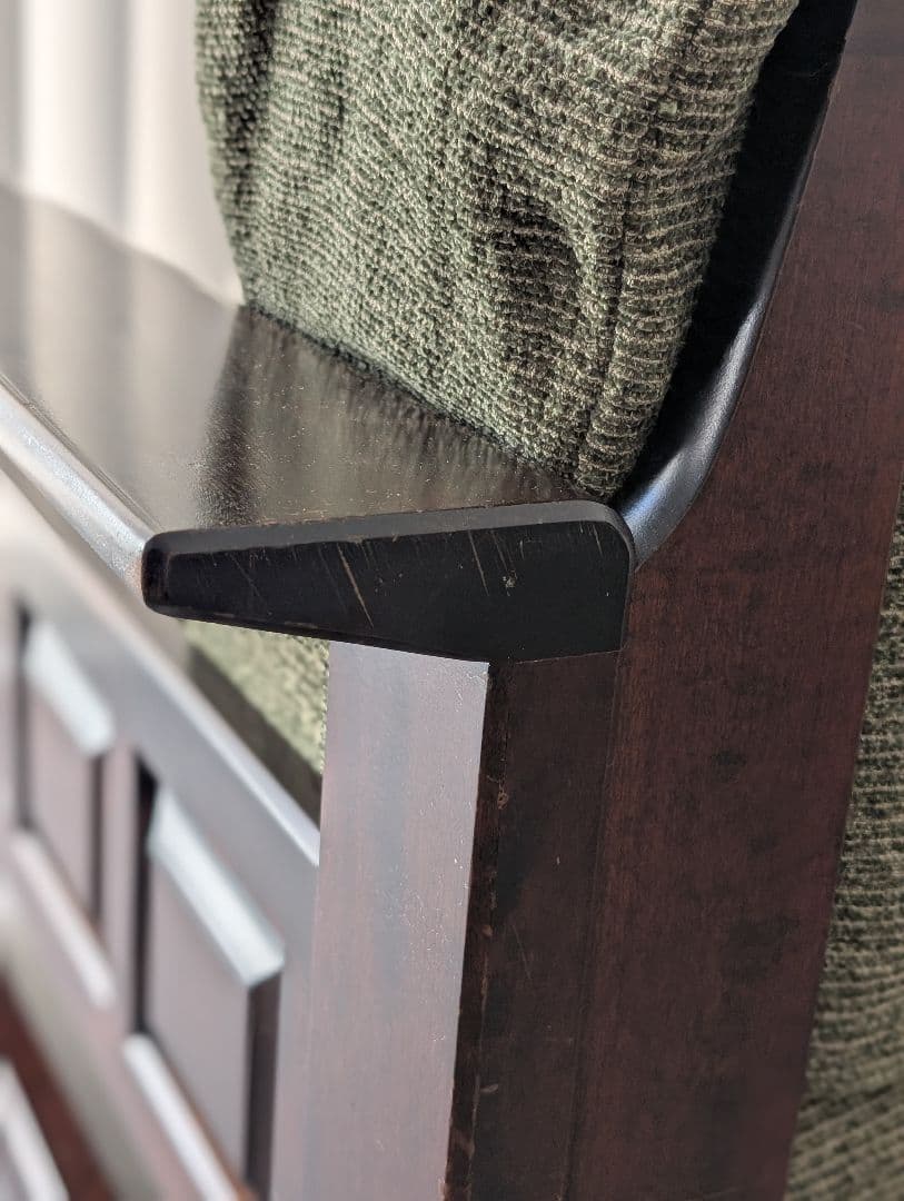 USED/北海道民芸家具 一人掛けソファ 飛騨産業 和モダン カバ材