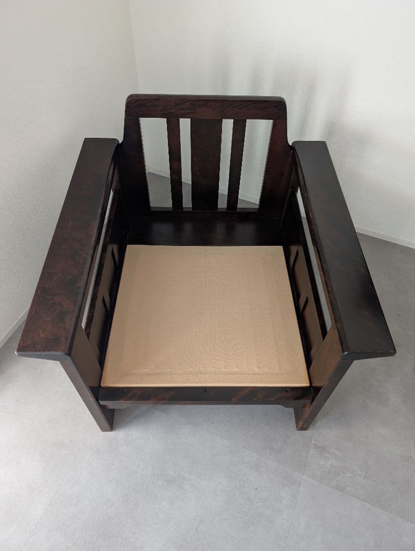 USED/北海道民芸家具 一人掛けソファ 飛騨産業 和モダン カバ材