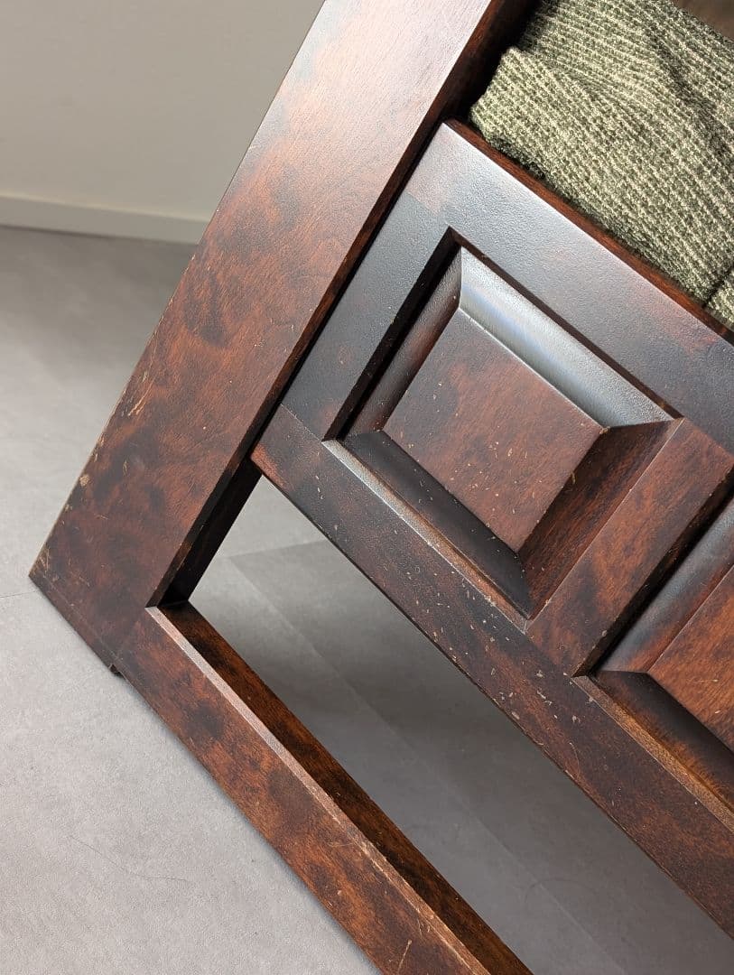 USED/北海道民芸家具 一人掛けソファ 飛騨産業 和モダン カバ材