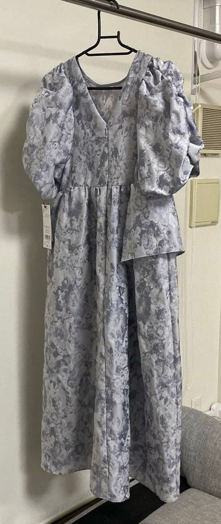 ANDRESD バブルスリーブジャガードドレス　Sサイズ