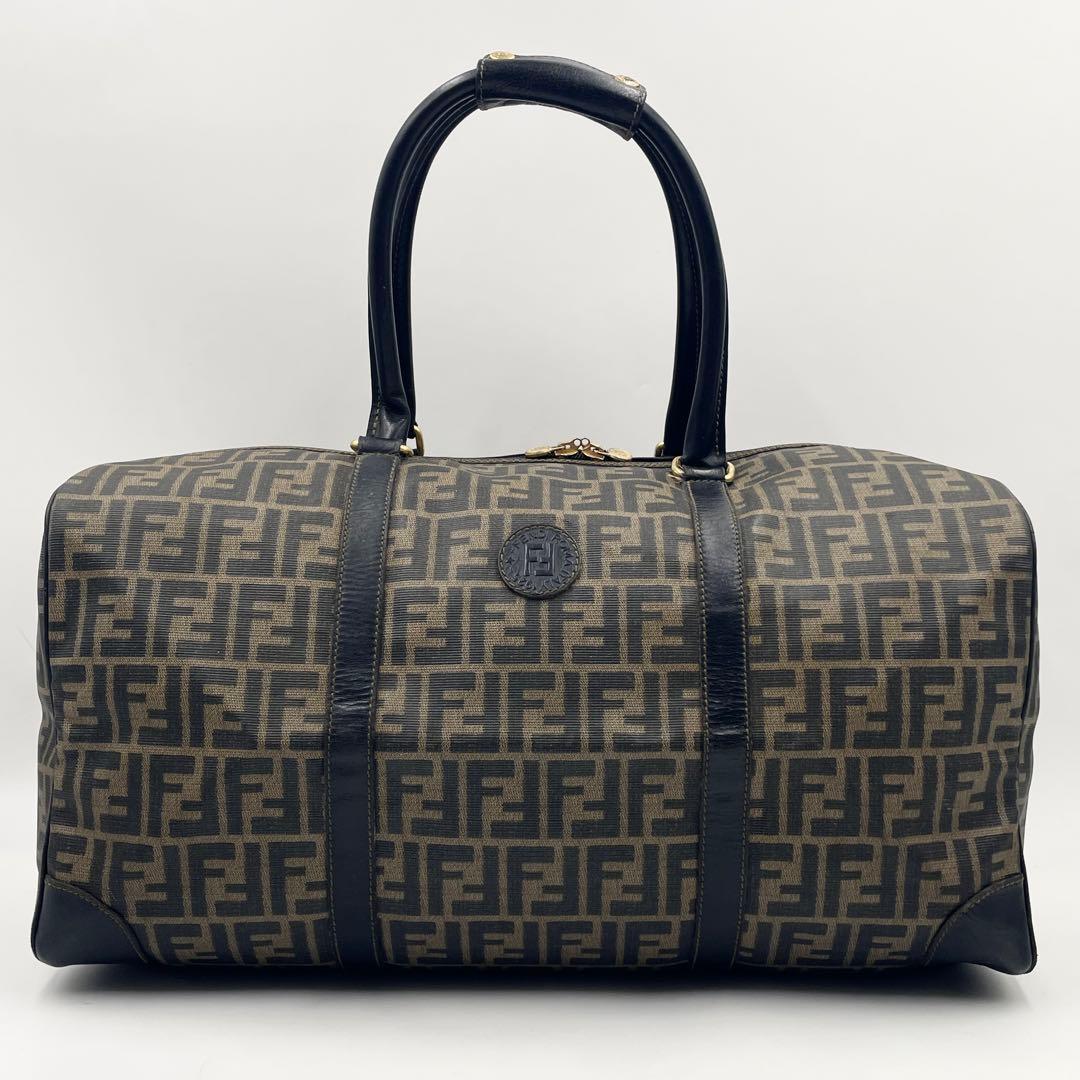 【美品】FENDI フェンディFF柄 2way ボストンバック PVC×レザー