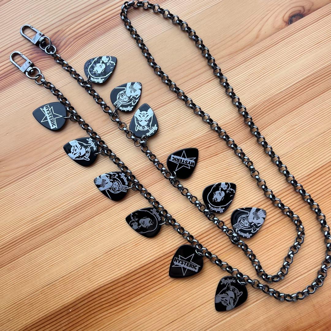 ヒステリックグラマー ギターピック マルチチェーン ブラック ウォレットチェーン