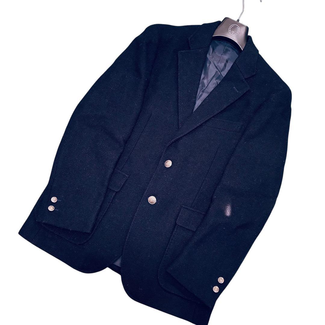 【美品】ケント　ハリスツイード　テーラードジャケット　ネイビー　銀ボタン　M