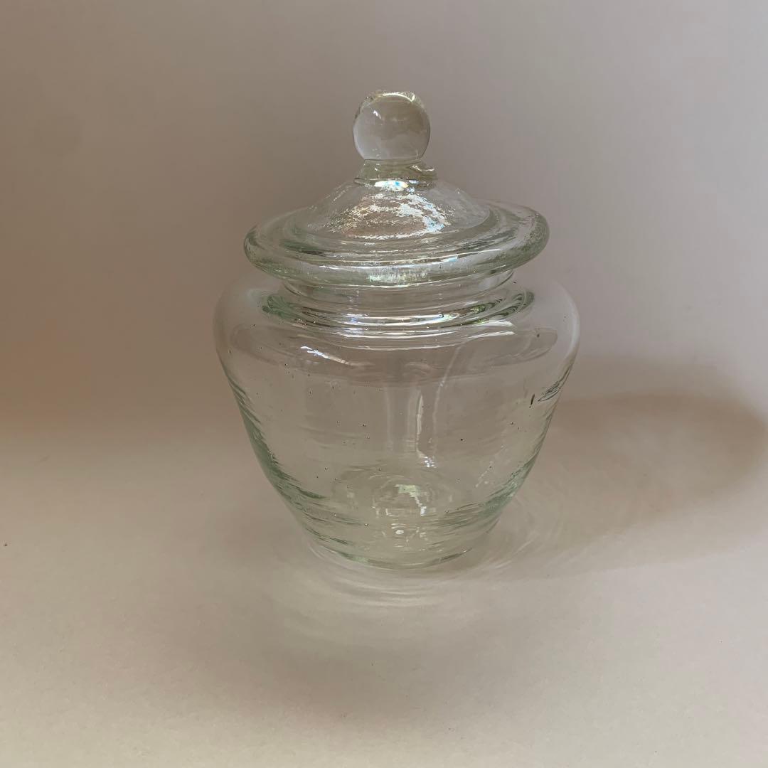 倉敷ガラス　小谷真三　ガラス瓶 蓋付き 中型 透明　民藝