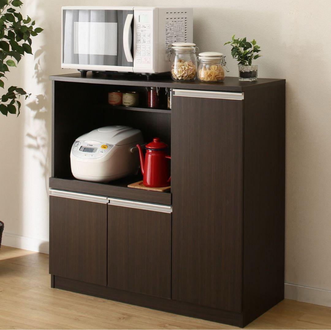 ニトリ レンジ台 フォルム 幅90cm ダークブラウン 8890770