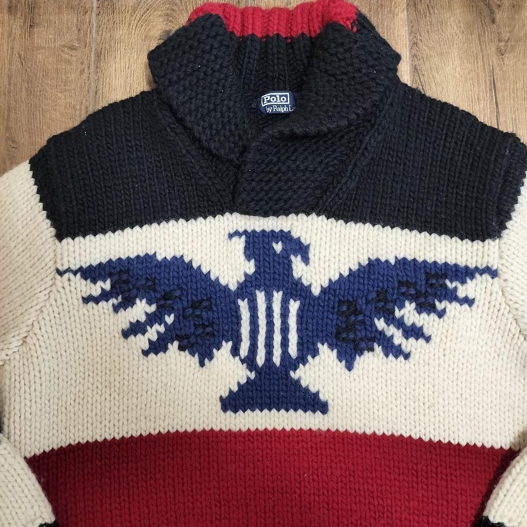 名作 ラルフローレン サンダーバード ショールカラーニット