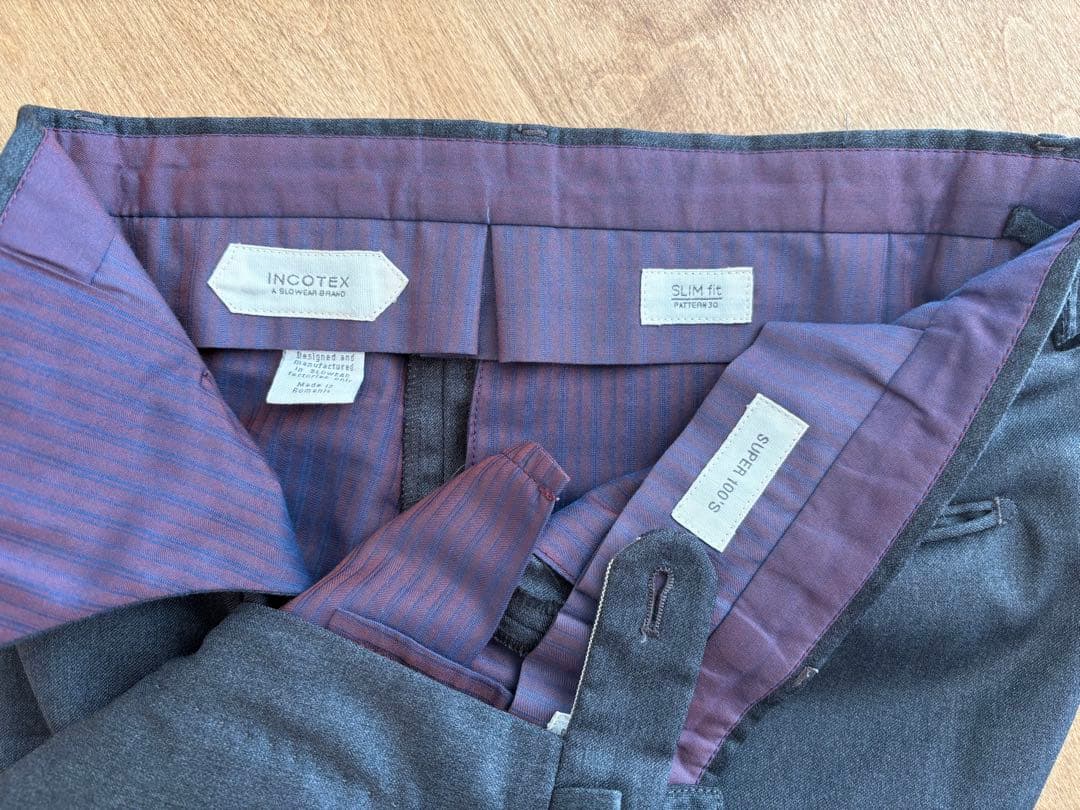 INCOTEX 46 グレー ウール SUPER100’S