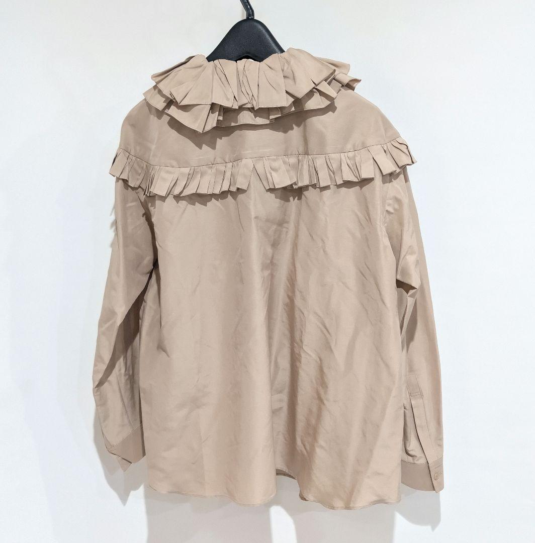 Drawer ドゥロワー コットン シルク ダブル フリルカラー ブラウス