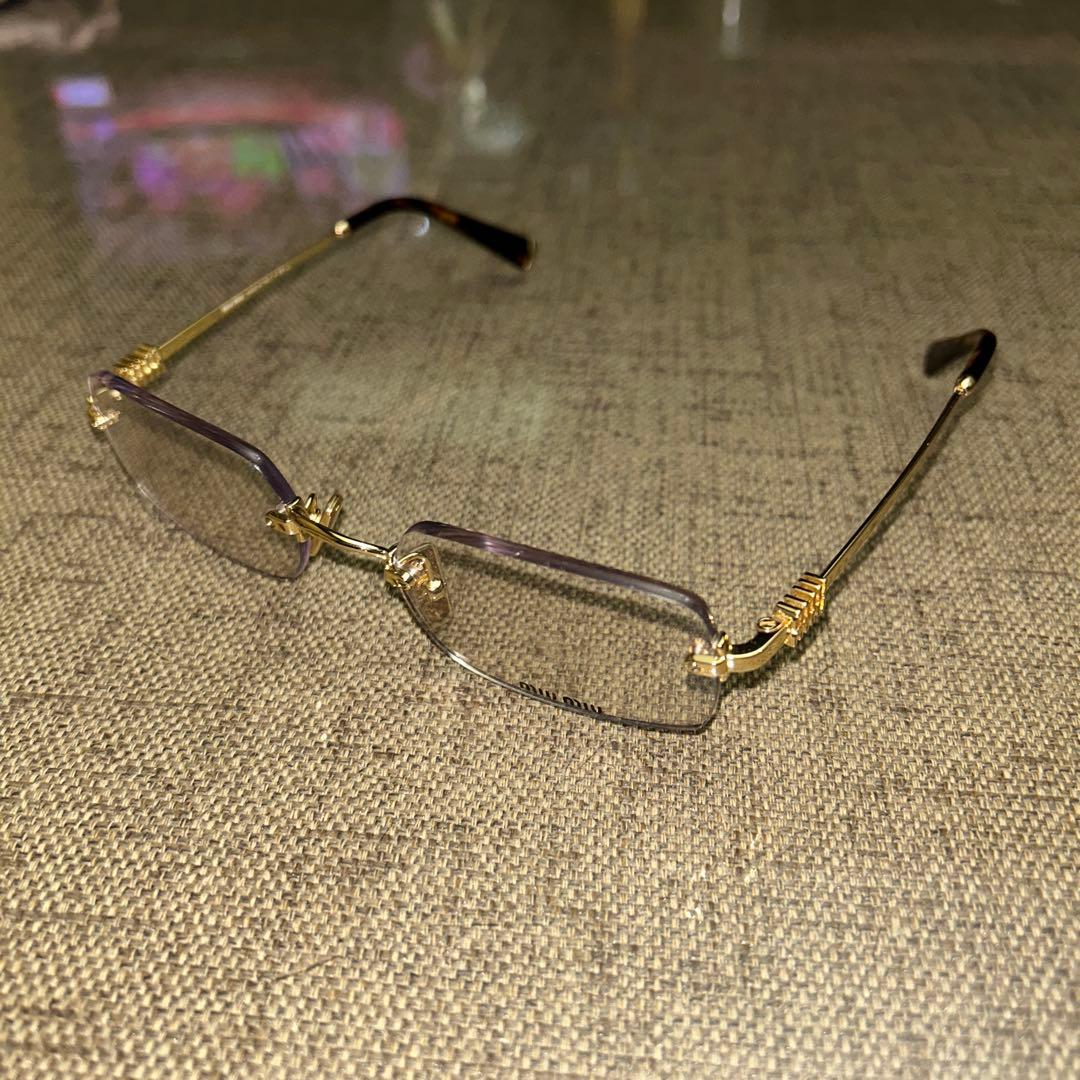 MIU MIU リムレス　リムレスメガネ　サングラス　ゴールド　ミュウミュウ