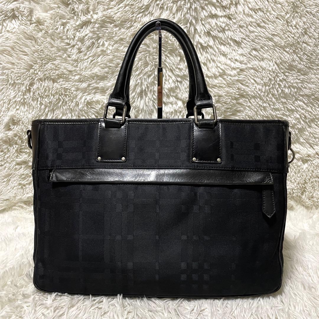 【良品】Burberry バーバリー　ブリーフケース　キャンバス　ブラック　黒