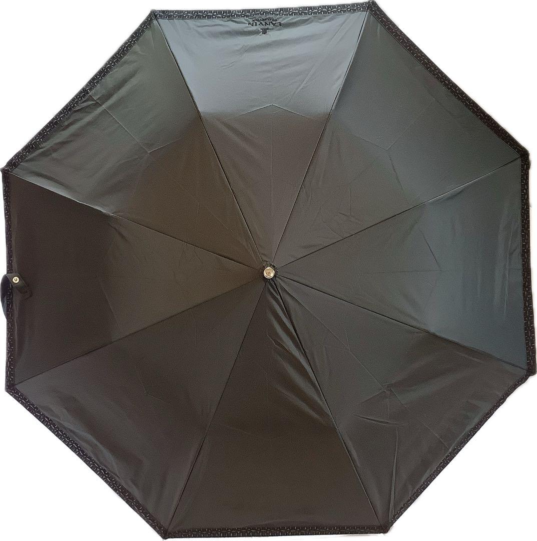 新品★ランバンコレクション★レース晴雨兼用2段折りたたみ日傘★ブラック黒