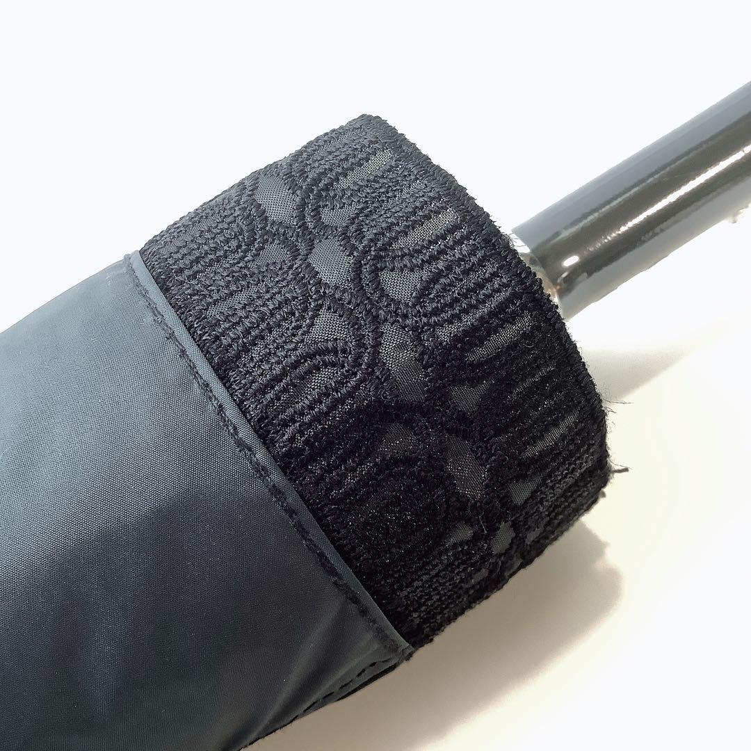 新品★ランバンコレクション★レース晴雨兼用2段折りたたみ日傘★ブラック黒