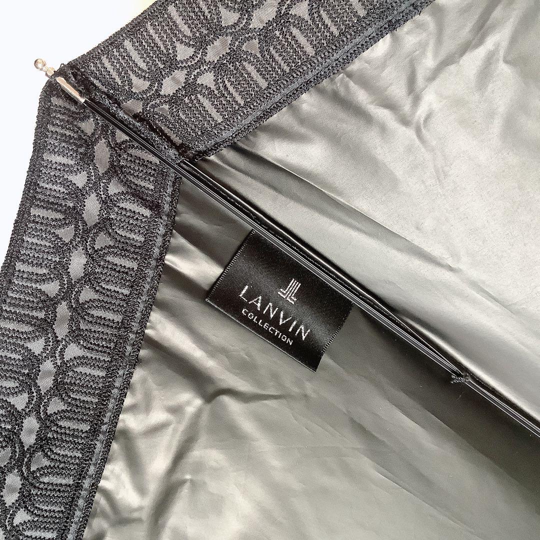 新品★ランバンコレクション★レース晴雨兼用2段折りたたみ日傘★ブラック黒