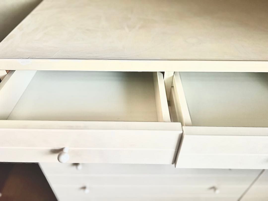 取手部分がまるっこくて可愛いチェスト白　11杯　5段