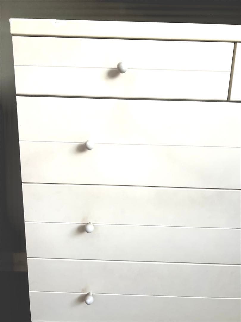 取手部分がまるっこくて可愛いチェスト白　11杯　5段