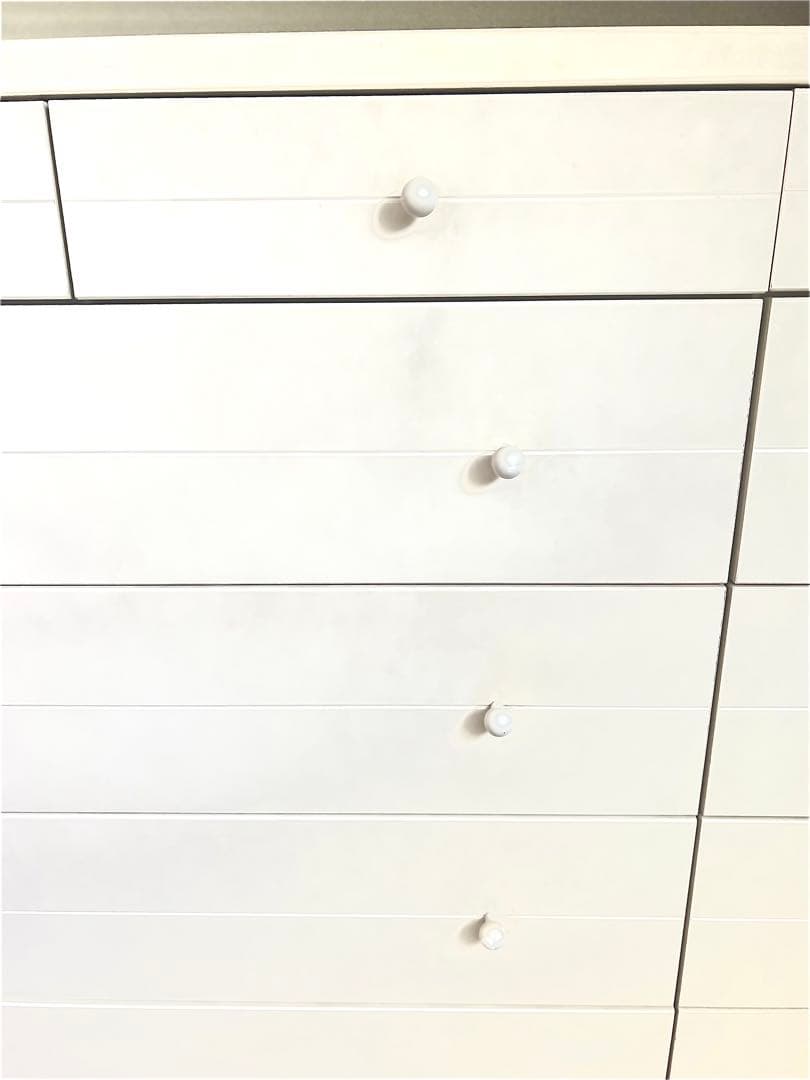 取手部分がまるっこくて可愛いチェスト白　11杯　5段