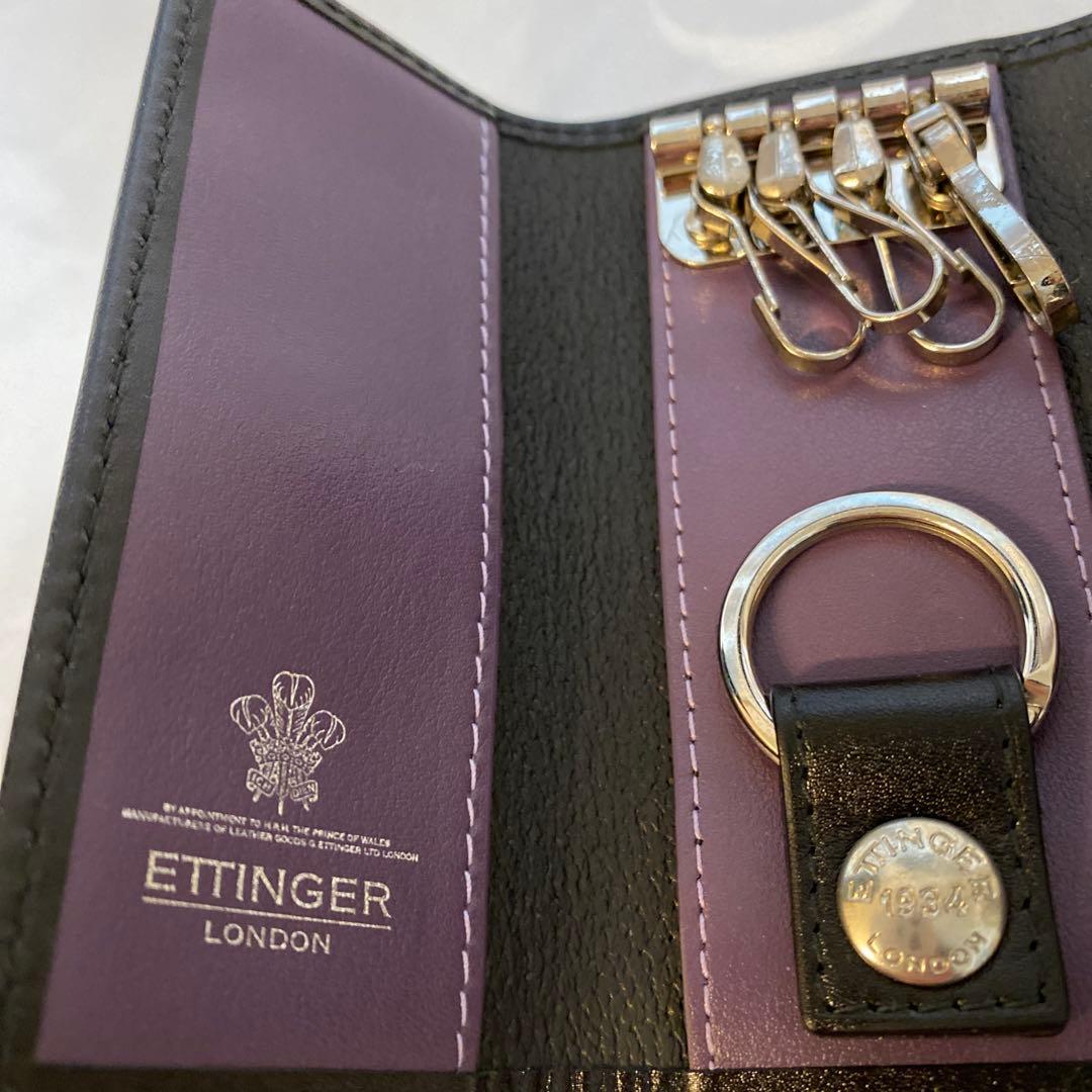 ETTINGER LONDON エッティンガー　ブラックレザーキーケース