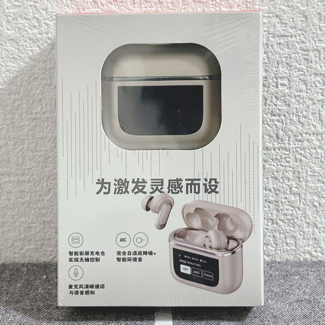 【新品未使用】ワイヤレスイヤホン ANC機能搭載 スマートディスプレイ充電ケース