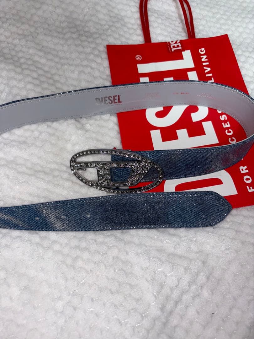 DIESEL デニム調 ストーン付きベルト