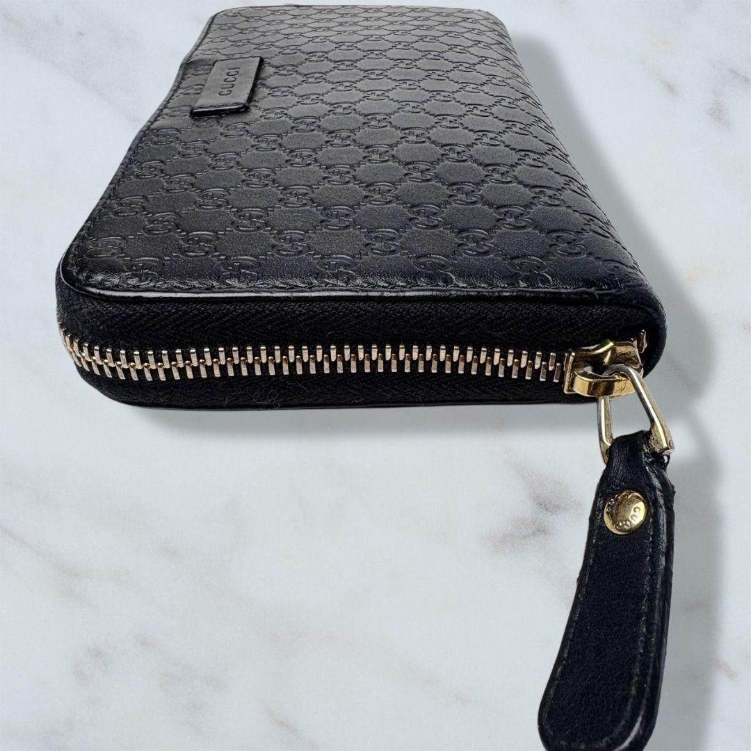 01 極美品 GUCCI 長財布 ラウンドファスナー マイクロシマ 黒 n3