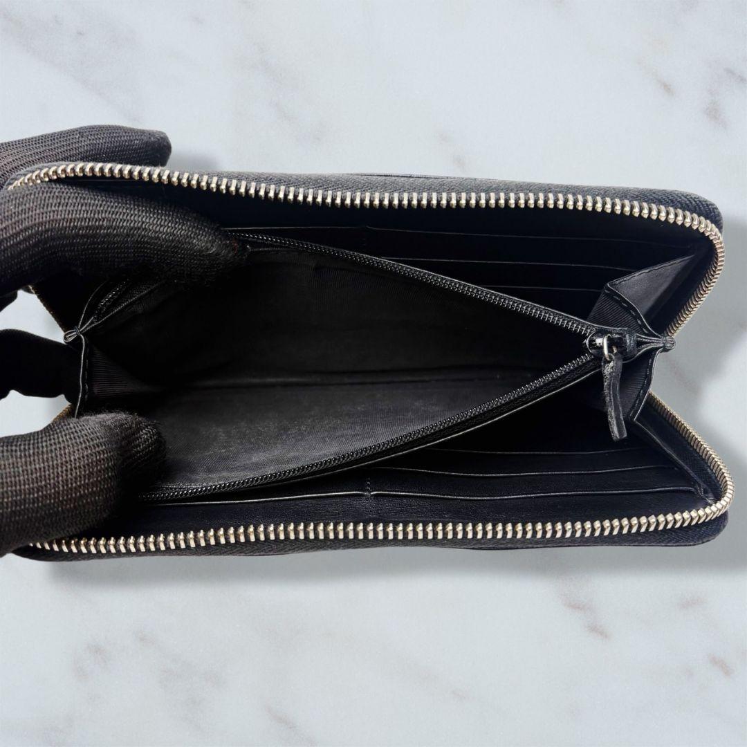 01 極美品 GUCCI 長財布 ラウンドファスナー マイクロシマ 黒 n3