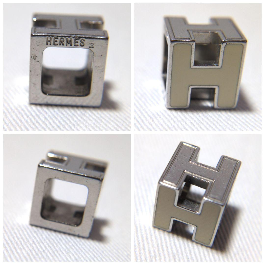 良品　エルメス　ホワイト系　カージュドアッシュ　Hキューブ　ペンダントトップ