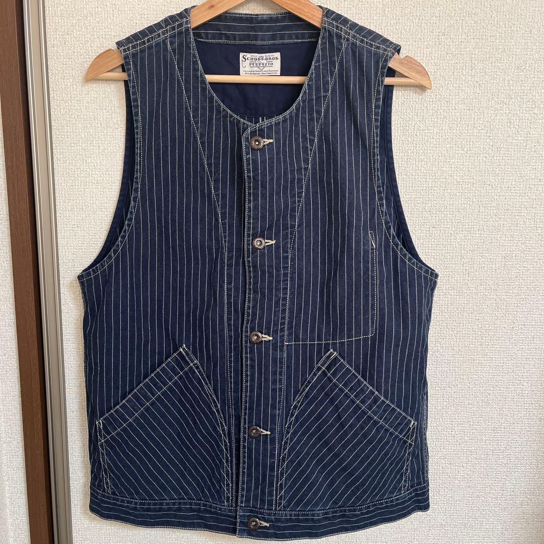 Schott/ショット/ヒッコリーベスト/ほぼ未使用/インディゴ/サイズM