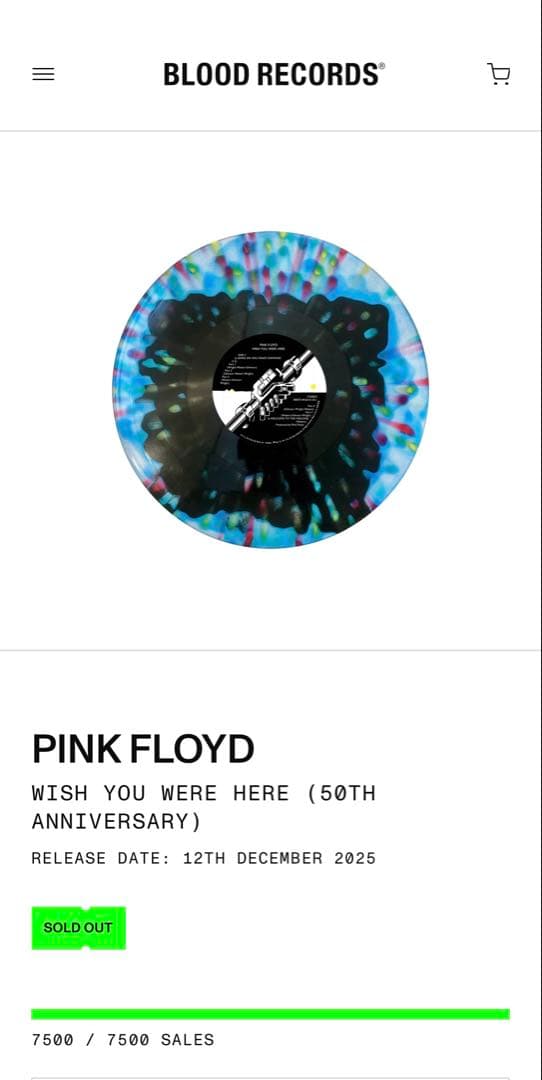 【7500枚限定】PINK FLOYD WISH YOU WERE HERE