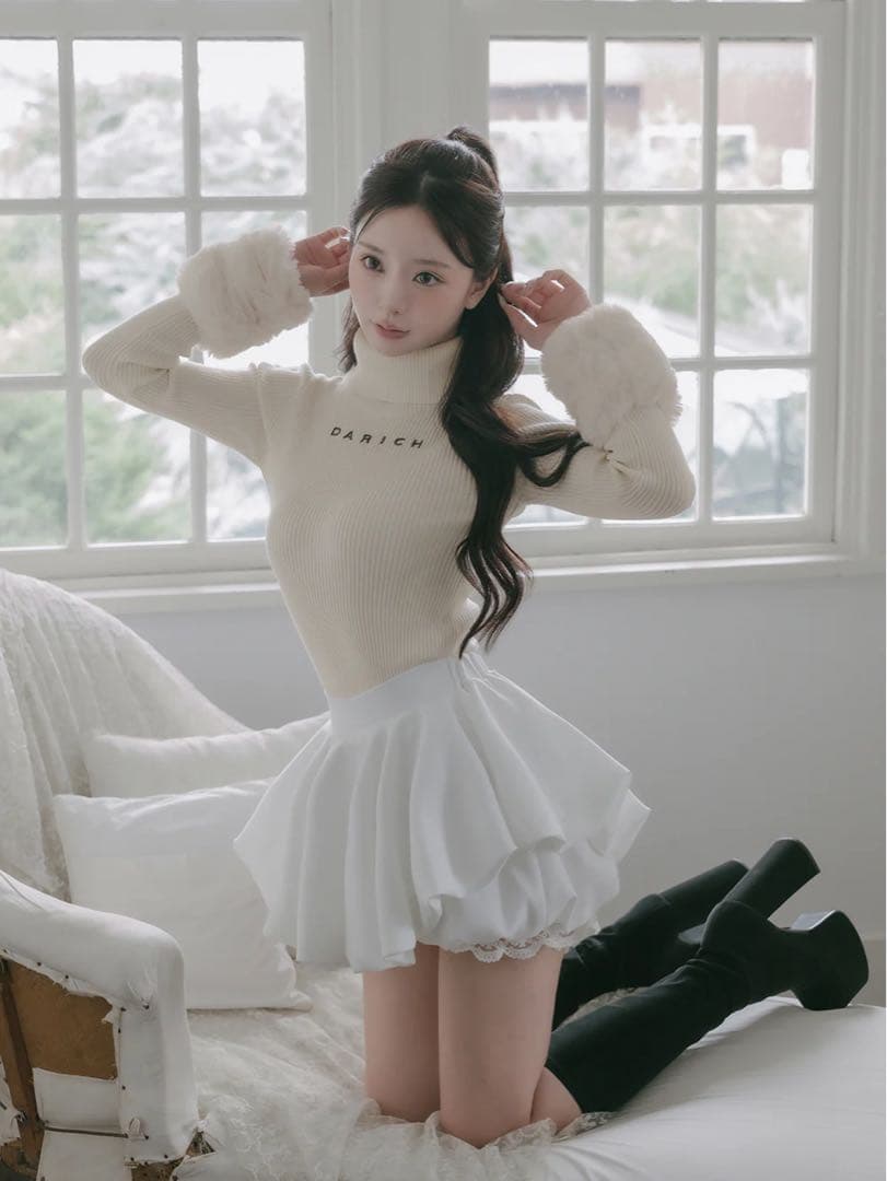 新品タグ付 ダーリッチ ボリュームバルーンミニスカート フリー ホワイト