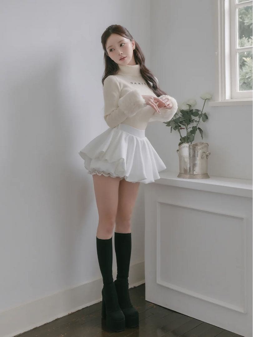 新品タグ付 ダーリッチ ボリュームバルーンミニスカート フリー ホワイト