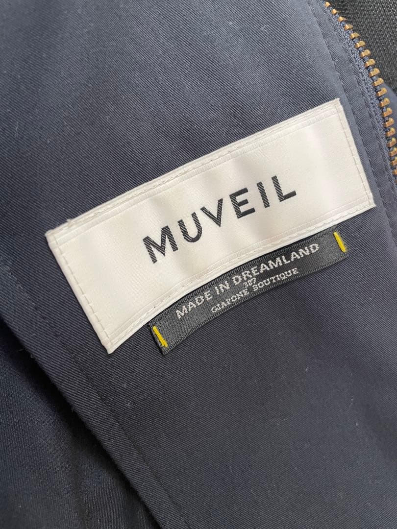 ミュベール　ネイビー　刺繍　モッズコート