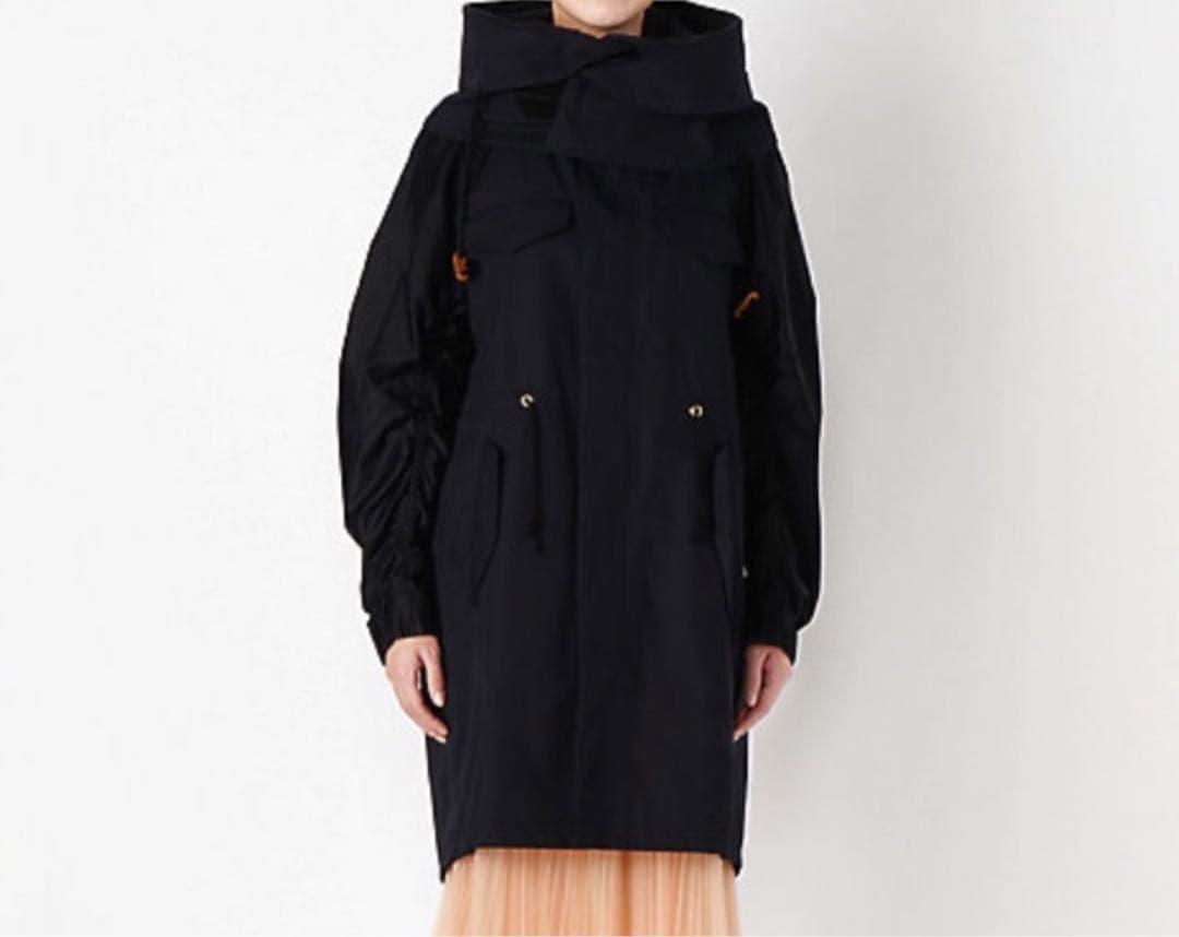 ミュベール　ネイビー　刺繍　モッズコート